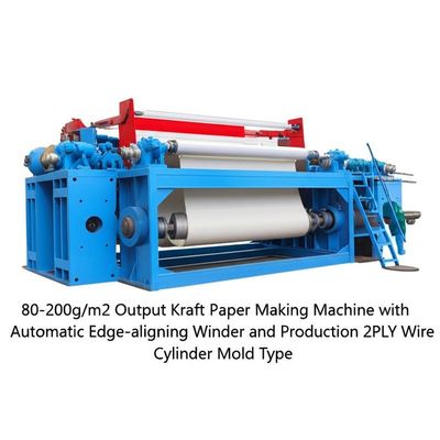 80-200g/m2 Output Kraft Paper Making Machine with Automatic Edge-aligning Winder and Production 2PLY Wire Cylinder Mold Type